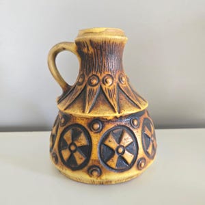 Jarra de cerámica vintage de Alemania Occidental / GS Keramik / Gebrüder Spang / Jarrón / Cerámica en relieve / Brutalista