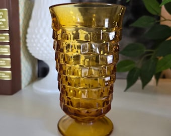 Vintage Colony Whitehall Iced Tea Glasses | Amber Glass | Indiana Glass | Cubic | Tall Drinking Glass | Pedestal | MCM |