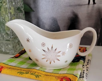 Vintage Atomic Starburst Gravy Boat | Gailstyn Sutton China | 22K Gold Design | MCM | 50s