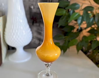 Vintage Empoli Butterscotch Vase | Sockel | Standfuß | Überfangglas | Hergestellt in Italien | Gelb, Gold