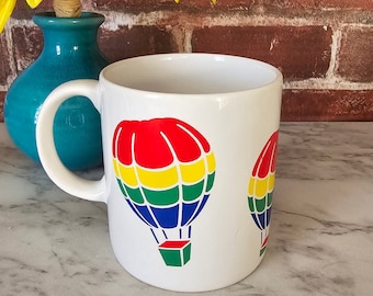 Vintage Rainbow Hot Air Balloon Mug | FTD | Gift | Coffee, Tea | 80s