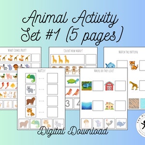 Animal Activity Set #1 (5 pages) - Printable
