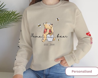 Mama bear sweatshirt personalized winnie the pooh gift cozy mothers day present family matching outfit sentimental womens fashion sweater
