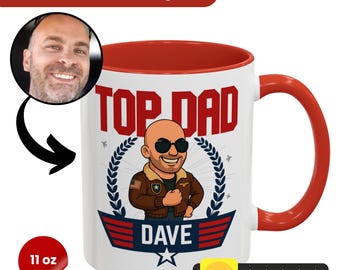 Fathers day mug top dad gift fighter pilot inspired coffee cup custom cartoon design aviation themed present military dads cool retro style