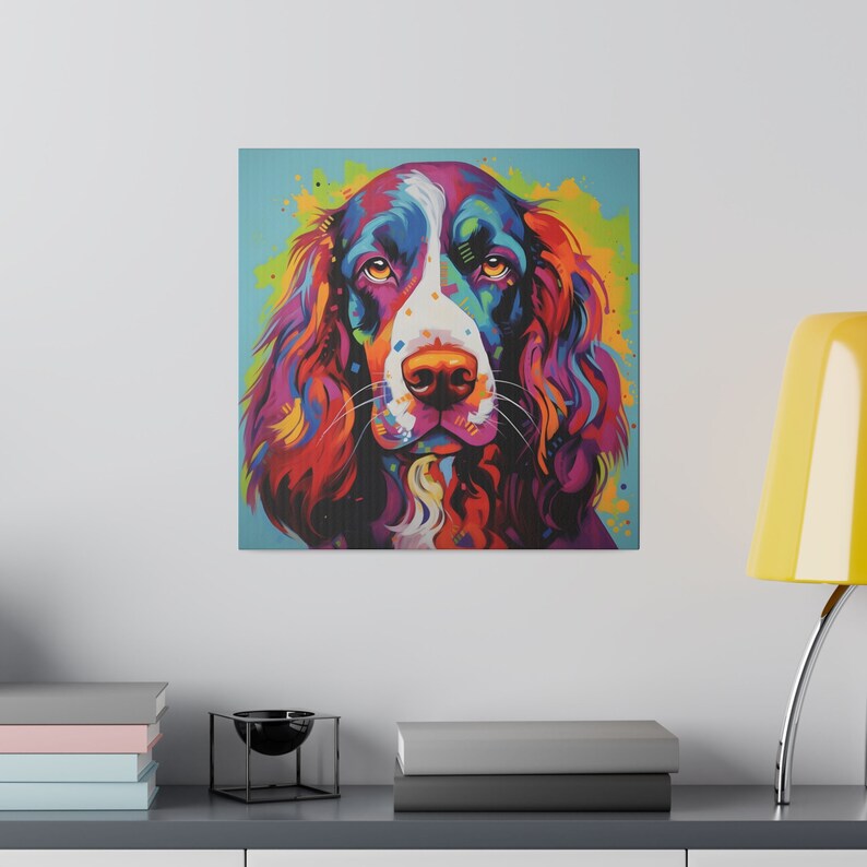 Colorful Dog Wall Art Springer Spaniel Canvas Print Vibrant Pet Lover ...