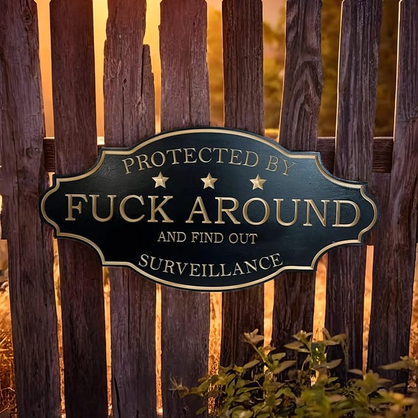 Wooden Warning Sign, 9 x 16 Inch Garden Humor Decor