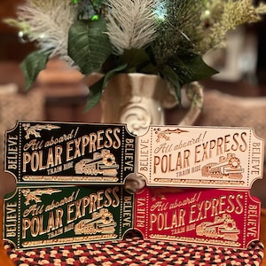 Festive Polar Express North Pole Believe Train Christmas Sign Gift - Handcrafted Wooden Decor