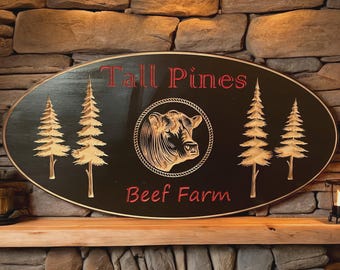 Personalized Rustic Beef Farm Sign – Custom Farmhouse Decor Gift for Family, Business & Housewarming