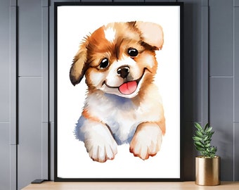 Cute Puppy Print/Home Wall Art/Birthday gift/Family gift/Dog Print/Dog Wall Art/Puppy Print/Puppy Wall Art.