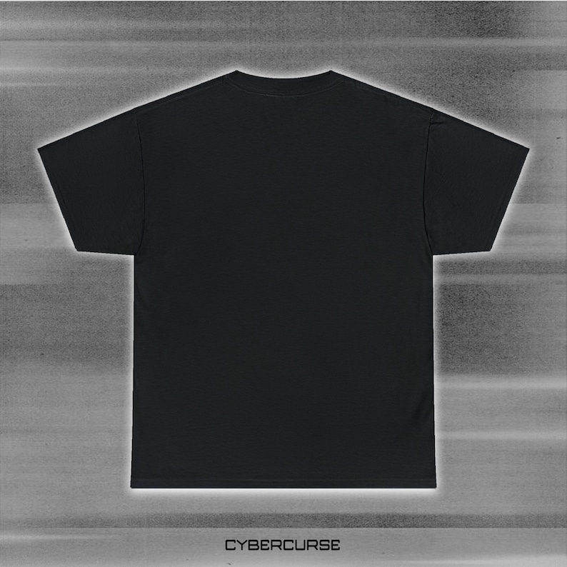 May include: A plain black t-shirt with a crew neck.
