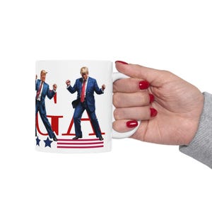 Dancing Trump MAGA Ceramic Mug, Patriotic American Gifts, Donald Trump Coffee Cup, Gifts for Him, Political Tea Mug, Conservative President