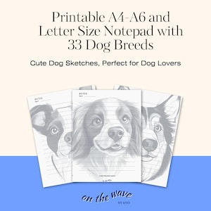 Dog Breeds A4-A6 and Letter Size Notepad: Minimalist Sketches (PDF Pattern )