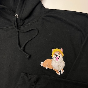 Pet Portrait Hoodie Custom Pet Portrait Hoodie Personalized Dog Cat Lover Sweatshirt Embroidered Pet Portrait Handmade Gift for Pet Lovers