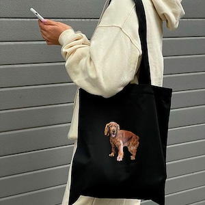 Custom Tote Bag Individual Pet Design on Cotton Shopper Gift for Dog Mom Custom Pet Portrait on Canvas Bag Personalized Gifts For Cat Lovers