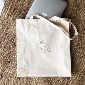 Custom Tote Bag with Custom Pet Portrait Personalized Cotton Tote Bag Unique Shopper for Pet Owners Ideal Gift for Dog Moms and Cat Lovers