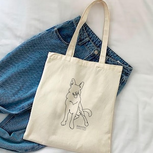 Personalized Tote Bag with Custom Pet Portrait Unique Cotton Bag Shopper Perfect Gift for Dog Moms Cat Lovers Bag Shopper Portrait Pet Owner