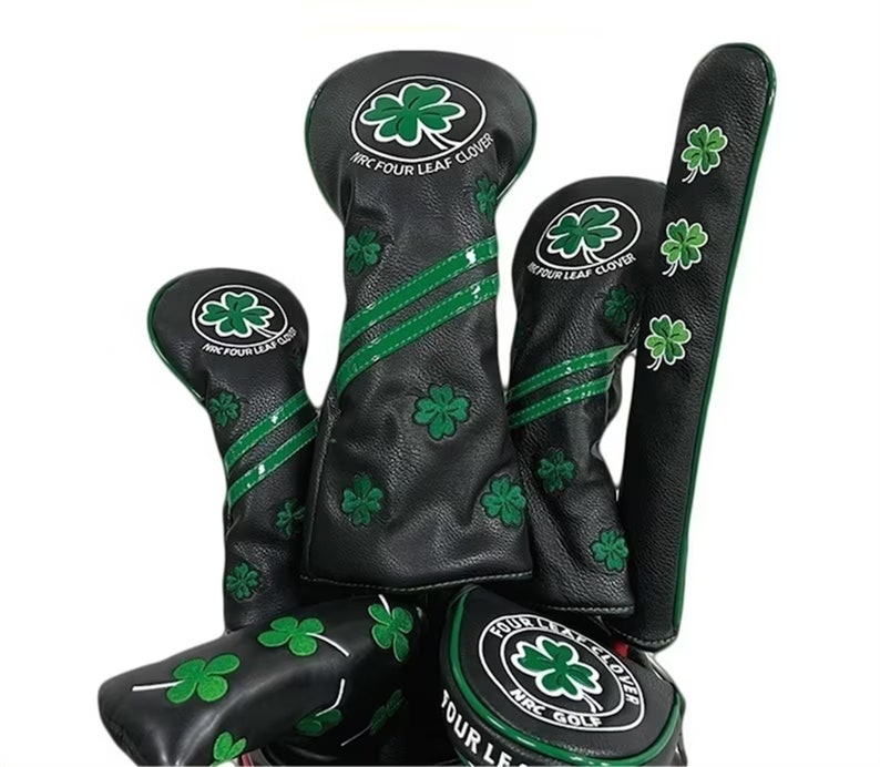 Four Leaf Clover Golf Headcovers Driver Head Cover Leather Etsy