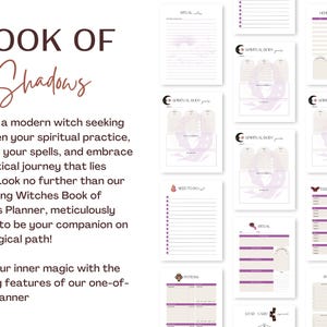 Witches Book of Shadows, US LETTER Grimoire Pages, Printable Book of Shadows, Spell Kit, Minimal Witches Planner, Modern Witch