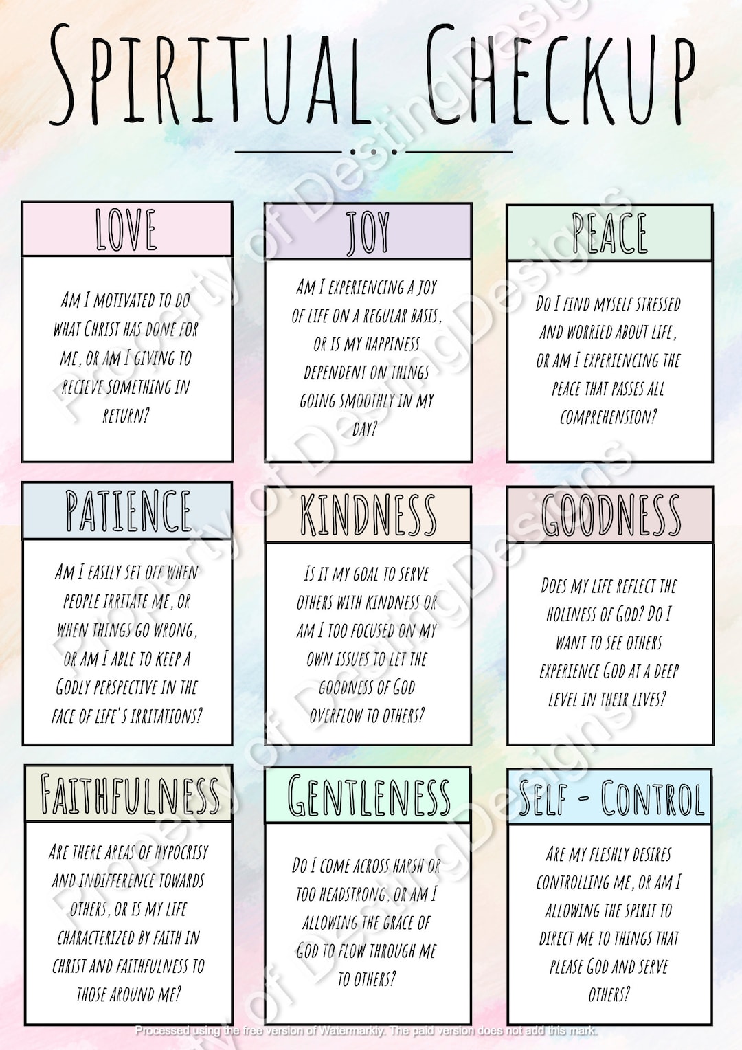 Spirit Checklist.pdf Spiritual Checkup List Cards - Fruits of the Spirit - Etsy