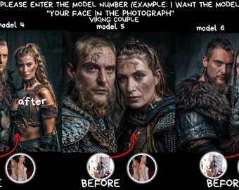 Custom Viking Portrait: Couple or Family Royal Art
