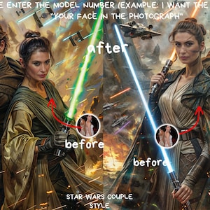 benutzerdefinierte Paar Star Wars Stil, Geschenk für Paar, benutzerdefinierte Paar, Porträt vom Foto, Wandkunst, Geschenk, bestes Geschenk, personalisierte Drucke, bestes Geschenk