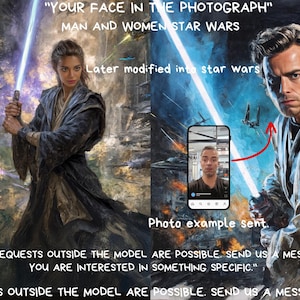 custom man and woman star wars style ,gift for couple ,custom couple ,portrait from photo,,wall art,gift,best gift,personalized prints,