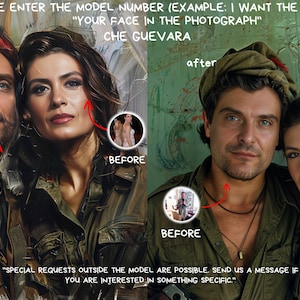Personalized Che Guevara Portrait ,Couple  Che Guevara Style from Picture, Custom Portrait, ,wall art, personalized prints,gift for couple