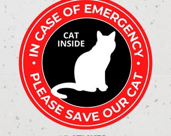 ETIQUETA de emergencia para mascotas, En caso de emergencia, por favor, salve a nuestro gato, Alerta de mascota, Etiqueta de emergencia para rescate de mascotas • En stock, lista para enviar
