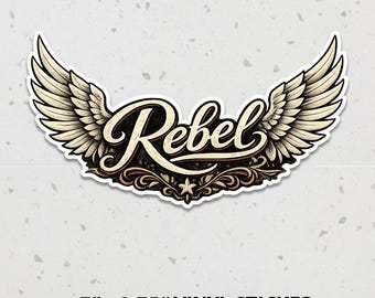 Adesivo vintage Rebel with Wings, decalque de vinil para motocicleta, adesivo Rebel Rider, decalque à prova d'água para veículos, presente para motociclistas, estética retrô para motociclistas.