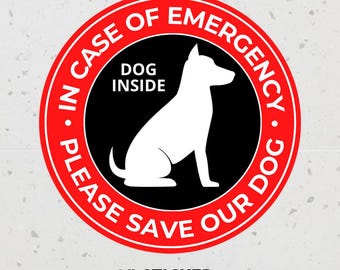 Pegatina de emergencia para mascotas: Por favor, salve a nuestro perro, alerta de mascotas, en caso de emergencia, pegatina de rescate de perros para puerta, pegatina de emergencia para mascotas.