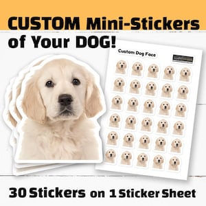 Minipegatinas de perro personalizadas a partir de una foto, pegatinas de perro personalizadas para diario, hoja de pegatinas de perro para diario, regalo personalizado para amantes de los perros