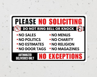 Adhesivo para puerta de "No Solicitar", calcomanía para ventana de 5 x 3 pulgadas para el hogar o el negocio, letrero de vinilo para exteriores, alerta transparente de "No llamar", aviso de "No tocar el timbre"