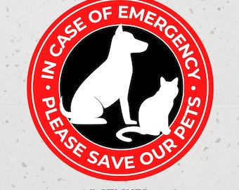 Pegatina "Salven a nuestras mascotas", en caso de emergencia, perro y gato dentro, calcomanía de emergencia para 2 mascotas, por favor, salven a nuestras mascotas, por favor, rescaten a las mascotas que viven aquí