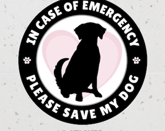 Pegatina de emergencia para mascotas "Salva a mi perro", en caso de emergencia, rescate de perros, alerta de mascota, rescate de mascotas, rescate de mascotas de emergencia, pegatina "Por favor, salva a tu perro"