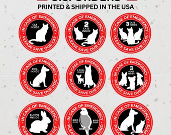 Pegatinas de emergencia para mascotas, redondas de 7,6 cm, troqueladas, de seguridad para ventanas, alerta de rescate de perros y gatos, "Salva a mi mascota", pegatina, POD para direcciones en EE. UU.