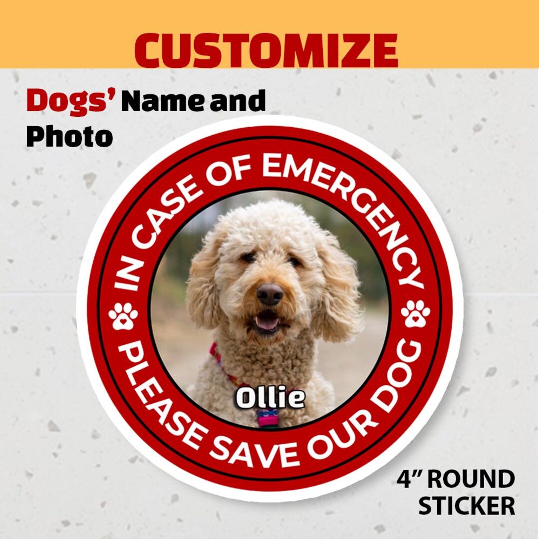 CUSTOM Pet Emergency STICKER, in Case of Emergency Save Our Dog ...