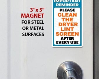 Limpiar el filtro de pelusa de la secadora IMÁN, Letrero de recordatorio importante, Letrero de por favor limpie el filtro de pelusa de la secadora después de cada uso,