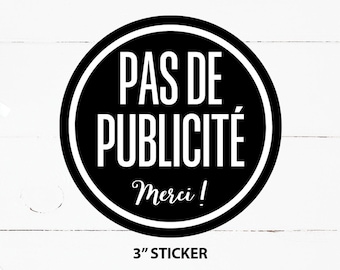 PEGATINA No Flyers, Pas de Publicité, pas de courier indésirable, Buzón No Flyers Sign, No Deje Flyers, pas de dépliants • 3"