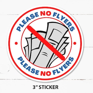 Adesivo No Flyers, Por favor, No Flyers Decal, Adesivo para porta de entrada, Adesivo para caixa de correio, Home Office Business No Flyers Please, Decalque para flyer de 3"