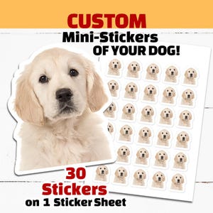 CUSTOM Dog Mini-Stickers from Photo, Personalized Dog Photo Journal Stickers, Sheet of Dog Stickers for Journal, Personalized Dog Lover Gift