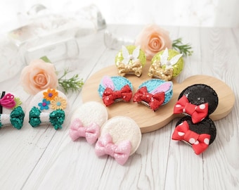 Pinzas para el pelo con orejas de Minnie Mouse, accesorio navideño de Disney