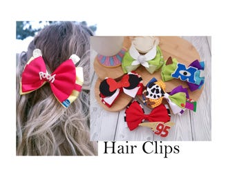 Disney Character Hair Accessories: Mickey, Minnie, Toy Story, Princess, Sully, Mike, Up. Holiday Hair Bow Clip & Slide for Magical Style!