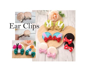 Minnie & Mickey Mouse ear hair clips sturdy, stand-up design. Perfect for pigtails add bow ears! Cute Disney holiday inspired gift accessory