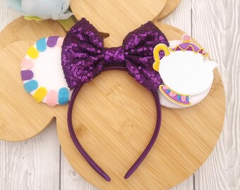Mrs Potts Beauty and the Beast Ears Headband Mickey ears – Belle Mrs. Potts & Chip teapot – Perfect for Disneyland Holidays