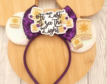 Orecchie da principessa Rapunzel Rapunzel - L'intreccio della torre, orecchie da topo, cerchietto con fiocco, lanterna "Finalmente vedo la luce" regalo divertente per le vacanze