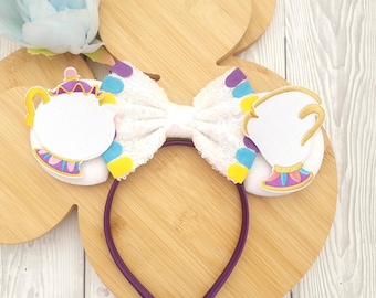 Mrs Potts and Chip Beauty and the Beast Ears Headband Mickey ears – Mrs. Potts & Chip teapot cup – Perfect for Disneyland Holidays