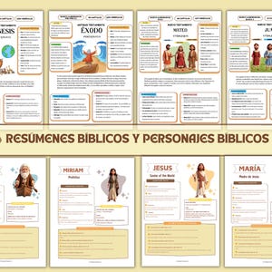 Bible Characters Printables IN SPANISH, Spanish Bible Kids, Spanish Bible Study, Kids Bible Books Summaries, Printable Character Bible Study