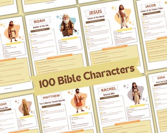 Estudio bíblico imprimible de personajes, estudios bíblicos para niños, herramienta educativa cristiana, estudio de héroes bíblicos para niños, personajes bíblicos para niños