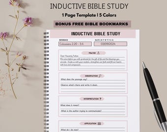 Biblia indukcyjna, dziennik do indukcyjnego studiowania Biblii, przewodnik do indukcyjnego studiowania Biblii, szablon do indukcyjnego studiowania Biblii, arkusz do indukcyjnego studiowania Biblii