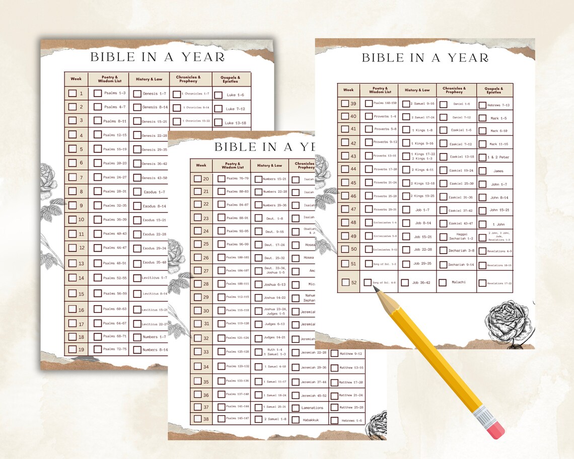Yearly Bible Reading Plan, Chronological Bible Reading Plan, Bible ...